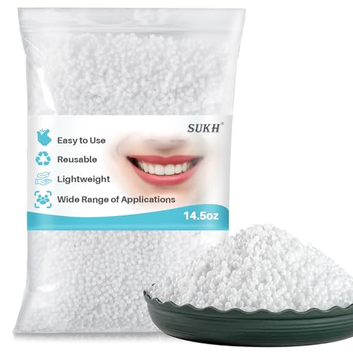 Sukh 14.5oz Moldable False Teeth Beads - Tooth Repair Kit,Dental Repair Beads,Replacement Thermal Beads for DIY Tooth Filling,Halloween Vampire Teeth Fangs Ideal for Chipped,Cracked