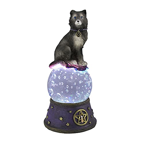 Estatua de Lobo Majestuoso con Bola de Cristal LED