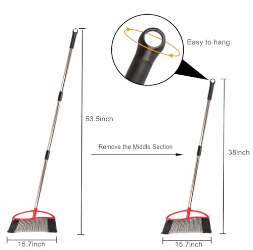 Image of 15.7 inch Heavy Duty Outdoor Broom, Adjustable Handle for Patio Garage