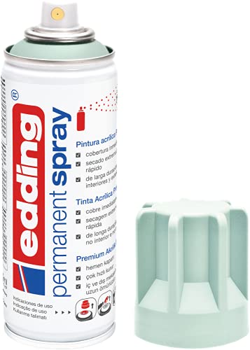 edding 5200 spray permanente - menta suave mate - 200 ml - pintura acrílica para pintar y decorar vidrio, metal, madera, cerámica, plástico, lienzo - aerosol, spray acrílico, spray de pintura