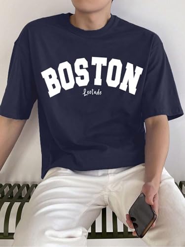 Image of LEOTUDE Men's Half Sleeve Round Neck Cottonblend Graphic Print Oversized Tshirt for Man