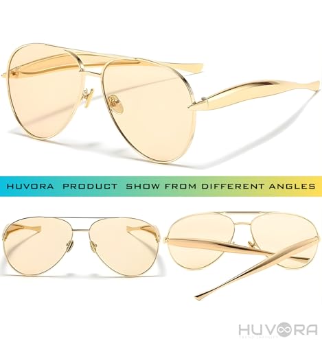 Image of Trending Aviator UV400 Unisex Sunglasses with Designer Metal Frame - Stylish Retro Sun Glasses for Man & Woman - Party Driving Fashion Branded Trendy UV Protected Classy Goggles