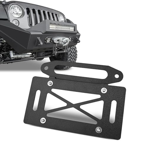PRYNTO Hawse Fairlead License Plate Mount 10 Inch Winch Mounting Bracket Black Aluminum