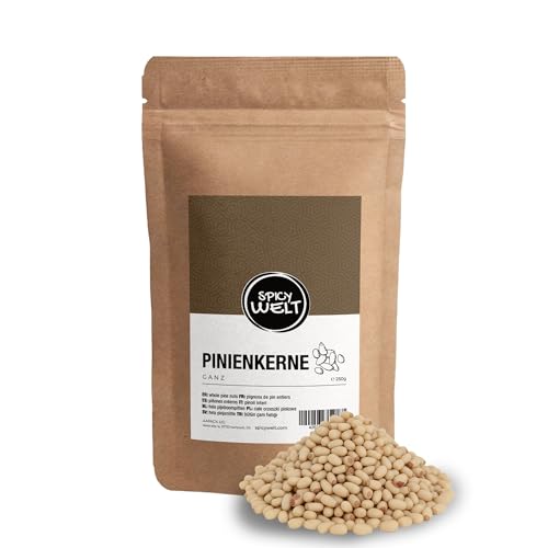 Spicy Welt Piñones Enteros al Natural (250g) - Piñones Crudos Sin Sal – para Pesto, Ensaladas y Repostería | Suaves, Mantecosos y Dulces | 100% Natural & Sin Aditivos