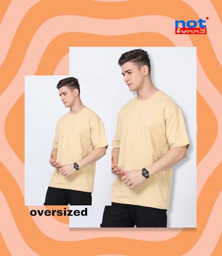 Image of Not Funny 280 GSM Pure Organic Cotton Oversized t Shirts for Men | Drop Shoulder Tshirt for Men & Boys (Available in Black, Blue, Beige,Orange & White)