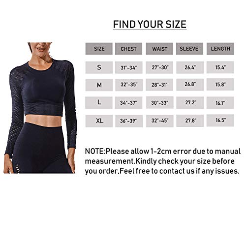 Riojoy – Camisetas femininas de manga comprida sem costura para ioga, top curto, orifício para poleg