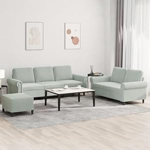 ShGaxin 3-teilig Samt Sofa-Set Hellgrau