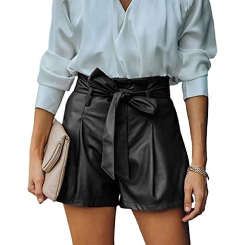 DZOVUTTZ Women's High Waisted Faux Leather Shorts Cover
