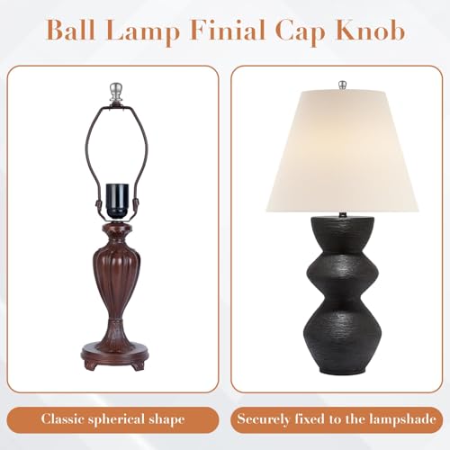 Image of 2 Pcs Ball Lamp Finial Caps, 1 /4-27 Inch Threaded Solid Lamp Shade Head Top Screw Knobs Decorative Replacement Nuts for Lamp Shade, Lighting Fixtures, Table or Floor Lamps (Polished Silver)