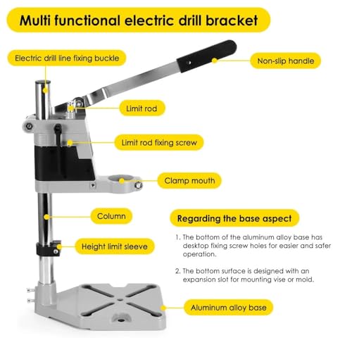 Image of MLD Drill Stand with Adjustable Drill Press Vice Clamp for Hand Drill Bench Clamp Drill Press Floor Table Stand | Drill Machine not including (Matrial-Metal,Color-Multi) (Drill Stand With Vise)