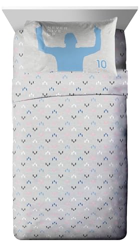 Image of Jay Franco Kids Comforter Set Includes Sheets and Pillow Cover - Soft and Cozy Bed Set for Stylish Room Decor, Grey - Messi, 5 Piece Twin