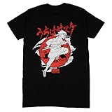 Naruto Shippuden Men's Sasuke Uchiha Sharingan Symbol Pose Adult Anime T-Shirt (Large) Black