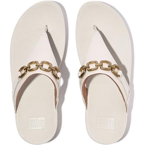 FitFlop Women's Lulu Square-Chain Leather Toe-Post Sandals Wedge4