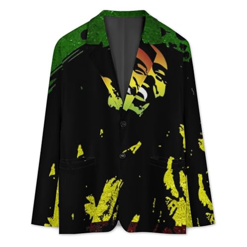 Rasta Reggae Casual Suits Jackets for Men Two Buttons Business Coat Wedding Dinner Party2