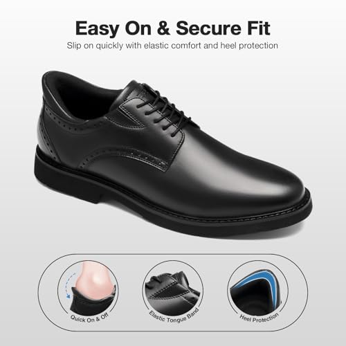 HEEZ Men's Dress Shoes Comfortable, Business Casual Oxfords Shoes for Men Split Leather, Lightweight Dress Sneakers for Office Fomal Wedding Church - Image 5