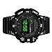 ibasenice Orologio da polso digitale da uomo, con schermo LED, sportivo, cronometro, impermeabile, elettronico, per uomini, ragazzi, studente, nero