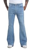 MZNBURAM Men's Stretch Slim Fit Bell Bottom Denim Disco Pants Flared Jeans-31 Inseam (42, A#Medium Blue)