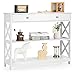 COSTWAY Table de Console à 3 Niveaux, Table d’Appoint avec 1 tiroir et 2 Étagères de Rangement de Motif en X, pour Couloir, Salon, Entrée, 100X30X80CM (Blanc)