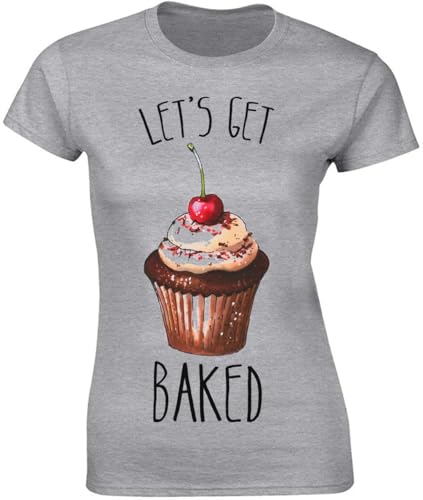 Let's Get Baked Amazing Tasty Cupcake - Camiseta para mujer, color gris, gris, XXL