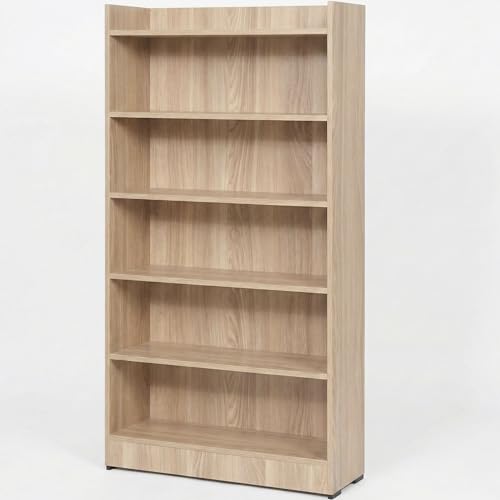 Image of Apex 5-Tier Bookshelf & Display Rack, Modern Open Storage Organizer for Living Room, Office & Library, 62.5x23.5x130cm (Light Oak)