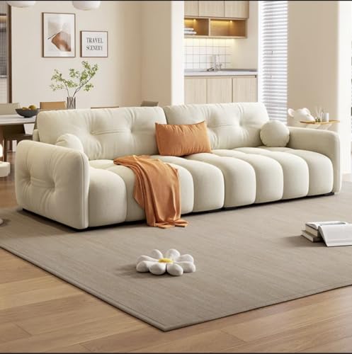 Image of LEGACY OF COMFORT California Velvet Modern Sofa Upholstered 3 Seater Sofa Three Seater Sofa for Living Room Hotels & Offices (Ivory)
