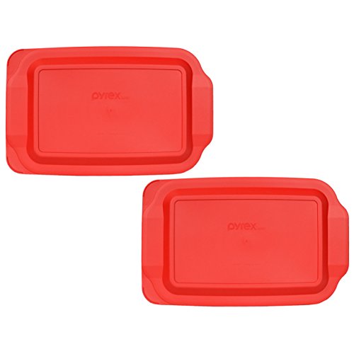Pyrex 233-PC Red Rectangle Standard Baking Dish Lid - 2 Pack (Lid Only - Dish NOT Included)