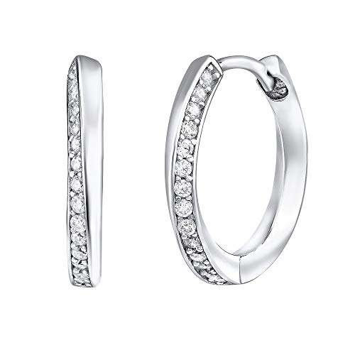 SILVEGO Damen Ohrringe Creolen aus 925 Sterling Silber mit Zirkonia 18 mm ELEANOR Cover