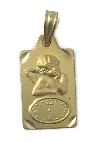 J. Luis Medalla de Oro de 18 Klts de Bebé J.L-MED-024 (Ángel de la Guarda y Reloj Hora Nacimiento)