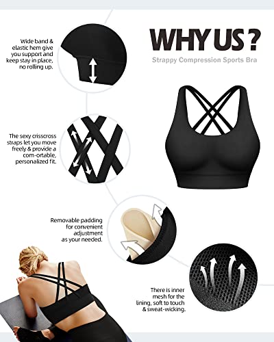 Image of Ama Larsi High Impact Strappy Sports Bra for Women | Padded Crisscross Back Supportive Running Yoga Workout Gym