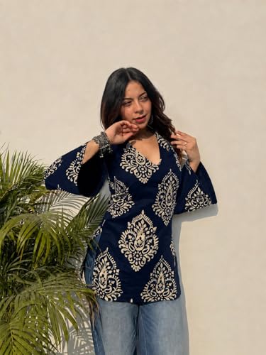 Image of ANNI Designer Cotton Short Kurti for Women | Stylish Kurti | Short Kurti Top | Casual Kurta for Women | Comfortable Cotton Kurtis for Womens