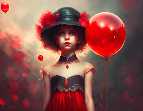 Tableau sur toile fille au ballon rouge 58x90 cm solution pour habiller un mur vide