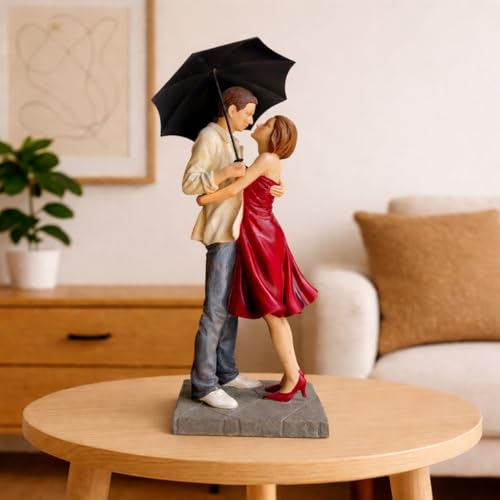 Image of ARMONIA Romantic Umbrella Couple Figurine Showpiece for Home Decor| Polystone Love Statue |Elegant Sculpture for Anniversary,Valentine's Day,Wedding & Gift Items