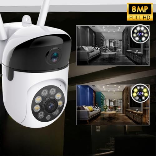 Image of Vision 8MP Full HD Security Camera, WiFi Enabled, 355 Panoramic View, Smart AI Detection, Waterproof, Voice Intercom, Mobile App Control, for Home Office Store Surveillance
