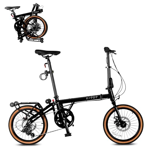 SAHISTCT 16 Inch Folding Bike for Adult Men Women, Commuter Bicycle with 7-Speed, High-Carbon Steel Comfortable City Bikes,Folding Bicycle for Commuting