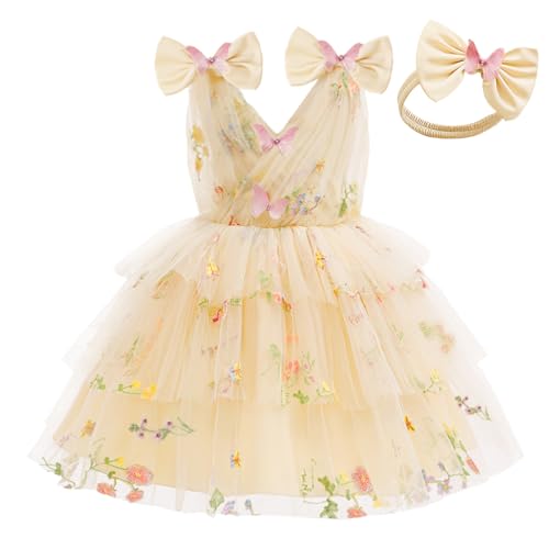 ADREIT Toddler Girl Flower Girl Dresses for Wedding Fairy First Birthday Outfit Toddler Fairy Dress Baby Fairy Dress