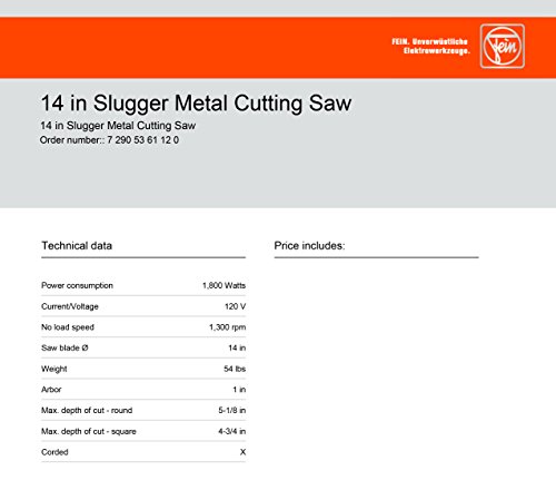 Slugger by FEIN MCCS14 Metal Cutting Saw 14in Blade Diameter - Thumbnail 3