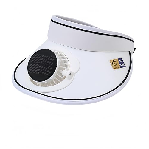 Solar Panel Powered Cooling Rotate Fan Visor Hats Ponytail Wide Brim