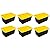 Sterilite 17 Gal Industrial Tote, Stackable Storage Bin with Snap-Fit Lid for Garage, Basement & Attic Storage, Black Base and Yellow Lily Lid, 6-Pack