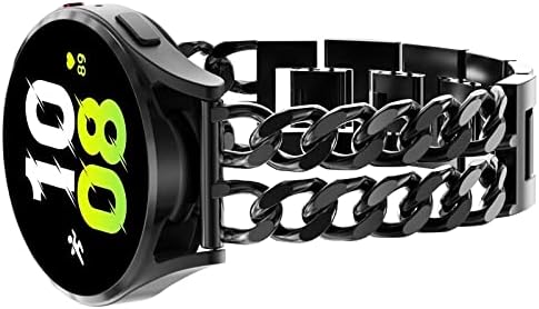 Surace Compatible with Samsung Galaxy Watch 4 Band Galaxy Watch 5 Band 40mm 44mm, Galaxy Watch 5 Pro 45mm Band Women Bracelet 20mm Metal Steel Chain for Galaxy Watch Active 2 Smart Watch, Black