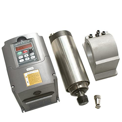 RATTMMOTOR CNC 2.2KW Air Cooled Spindle Motor ER20 220V φ80mm 24000RPM 400HZ+2.2KW 220V VFD Drive Inverter Variable Frequency Drive + 80mm Spindle Motor Mount Clamp Bracket for CNC Router Machine