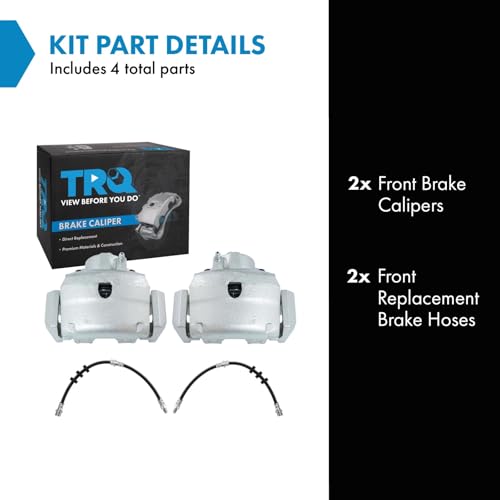 Image of TRQ Front Brake Caliper Set Brake Hose Compatible with 2001-2007 Ford Escape 2001-2006 Mazda Tribute 2005-2007 Mercury Mariner
