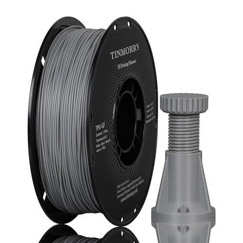 Image of TINMORRY Glass Fiber Reinforced TPU Filament 1.75mm, Resistant to Impact TPU GF 3D Printing Filament, Flexible & Tough, Fits Bambu Lab FDM 3D Printers, 1 KG 1 Spool, Light Grey
