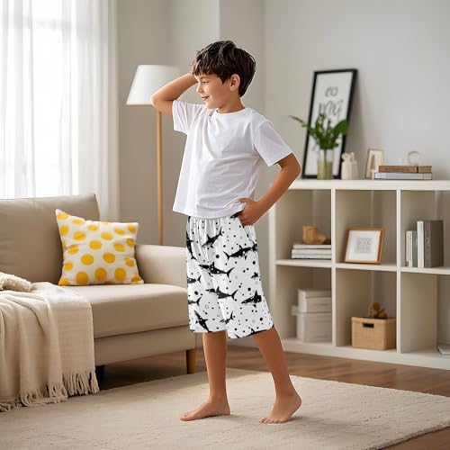 Shark on Black Short Pajama Pants Bottoms Soft Sleepwear with Pockets4