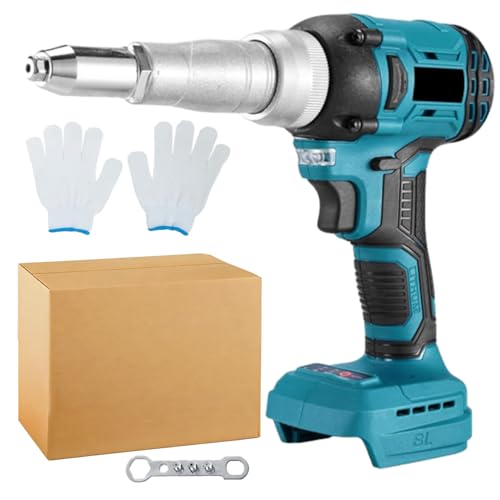 Akku Nietzange Kompatibel mit Makita 18V, 20,000N Nietpistole Bürstenlose Elektrische Popnietenzange, LED Automatischer Nietmutter Handwerkzeug für 2.4-4.8mm Blindnieten (Ohne Batterie)