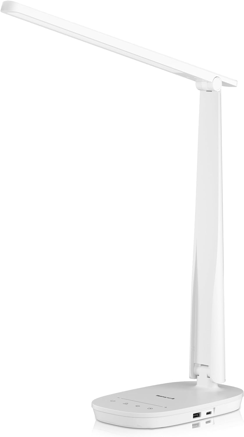 Honeywell Sunturalux LED Desk Lamp, Flexo LED Folding Desk for Eye Care with Dual Charge, Adjustable Table Lamp in 4 Color Modes for Home Office