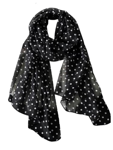 MakeMeChic Women's Chiffon Polka Dots Scarves Lightweight Vintage Wrap Scarfs