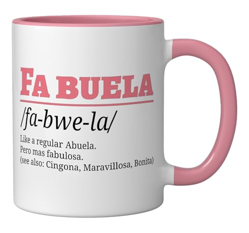 Taza cerámica 11 oz Abuela Fa-Buela rosa/blanca miniatura 2