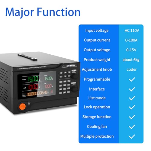 Image of 1500W High Power DC Power Supply Variable, 15V 100A Adjustable Switching Regulated DC Bench Power Supply with Precision Encoder Knob,PC Software Control,Precision 4-Digits Display