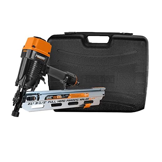 Freeman PFR2190 Pneumatic 21 Degree 3-1/2" Full Round Head Framing Nailer with Case Ergonomic and Lightweight Nail Gun with Interchangeable Trigger, Tool-Free Depth Adjust, and No Mar Tip, Black