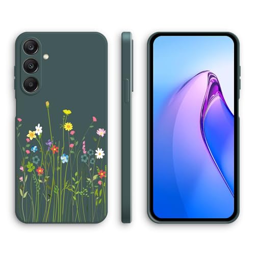 XINYEXIN Coque pour Samsung Galaxy S25 FE 5G avec Motif Mignon, Étui Silicone Souple Antichoc - Flowers, Green